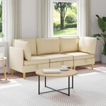 vidaXL Canapé modulaire avec rangement 3 Pièces Crème Tissu