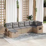 vidaXL Salon de jardin avec coussins 7 Pièces beige résine tressée
