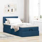 vidaXL Lit ottoman avec matelas bleu 90x200 cm tissu