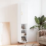 vidaXL Buffet haut Blanc brillant 34 5x34x180 cm Bois d'ingénierie