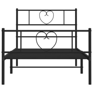 vidaXL Cadre de lit métal sans matelas avec pied de lit noir 75x190 cm