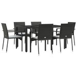 vidaXL Ensemble à manger de jardin coussins 7Pièces Noir Résine tressée