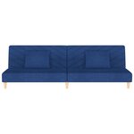 vidaXL Canapé-lit à 2 places avec deux oreillers bleu tissu