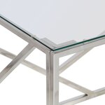 vidaXL Table basse argenté acier inoxydable et verre trempé