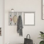 vidaXL Porte-manteau mural avec étagère Montage mural avec miroir Gris béton 85 x 10 x 45 cm