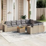 vidaXL Salon de jardin avec coussins 10 Pièces beige résine tressée