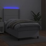 vidaXL Sommier à lattes de lit matelas LED Blanc 90x200cm Similicuir