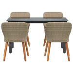 vidaXL Ensemble de salle à manger pour jardin 5 Pièces Beige polyrotin