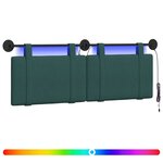vidaXL Tête de lit suspendue Avec lumière LED Vert foncé Tissu