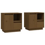 vidaXL Tables de chevet 2Pièces Marron miel 50x34x50cm Bois de pin massif