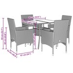 vidaXL Ensemble à manger de jardin avec coussins 5 Pièces rotin et verre