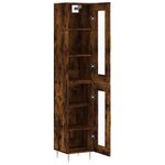 vidaXL Buffet haut Chêne fumé 34 5x34x180 cm Bois d'ingénierie
