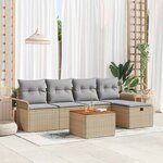vidaXL Ensemble de canapé de jardin 6 Pièces Beige Poly rotin