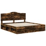 vidaXL Cadre de lit Chêne fumé 200 x 200 cm Pin massif
