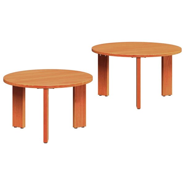 vidaXL Table basse 2 Pièces Brun cire Bois de pin massif