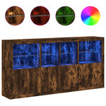 vidaXL Buffet avec lumières LED chêne fumé 202x37x100 cm