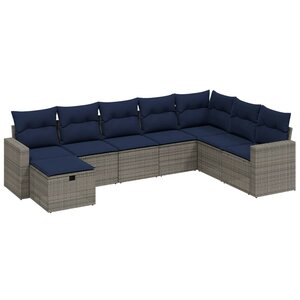 vidaXL Salon de jardin 8 Pièces avec coussins gris résine tressée