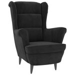 vidaXL Fauteuil à oreilles avec tabouret noir velours