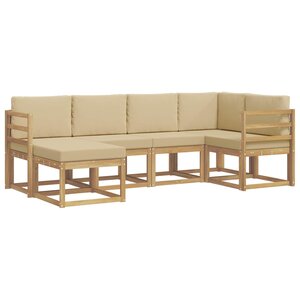 vidaXL Ensemble de canapés d'extérieur 6 pc Blanc et Beige Polyester