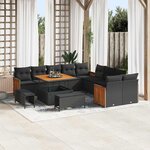 vidaXL Ensemble de canapé de jardin 13 Pièces Noir 100 x 100 x 71 cm