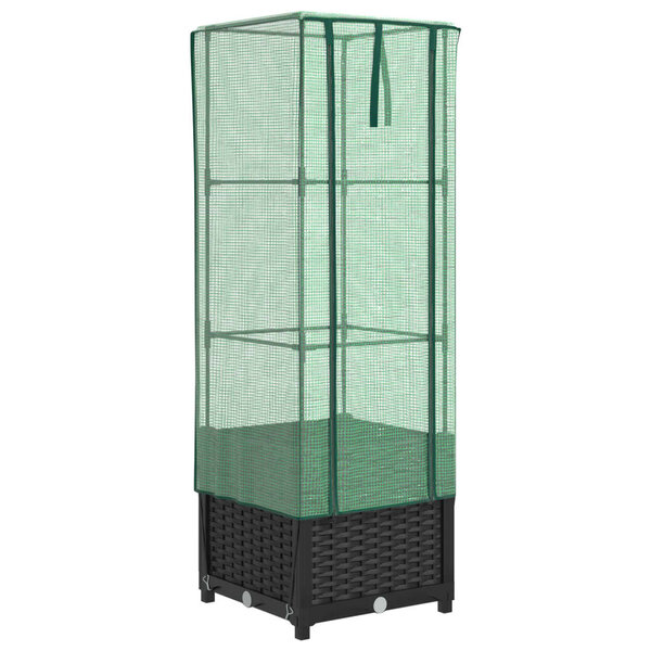 vidaXL Jardinière surélevée avec housse aspect rotin 40x40x139 cm
