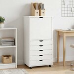vidaXL Cabinet roulant Blanc 53 x 39 x 103 cm Bois de Pin Massif