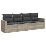 vidaXL Salon de jardin 4 Pièces avec coussins gris clair résine tressée