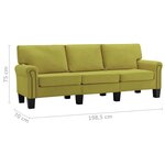 Vidaxl canapé à 3 places vert tissu