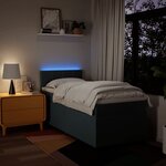 vidaXL Sommier à lattes de lit avec matelas Bleu 90x190 cm Tissu