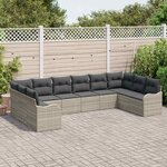 vidaXL Ensemble de canapé de jardin 10 Pièces Gris clair polyrotin