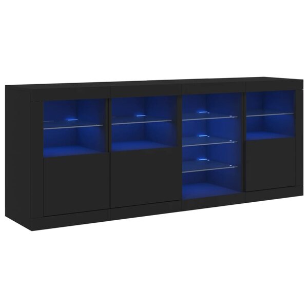 vidaXL Buffet avec lumières LED noir 164x37x67 cm