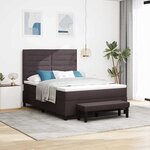 vidaXL Lit à ressorts avec coussin Marron foncé 140 x 190 cm tissu