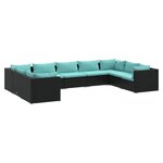 vidaXL Salon de jardin 9 Pièces avec coussins Résine tressée Noir