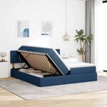 vidaXL Lit de rangement LED avec matelas Bleu 200 x 200 cm Tissu