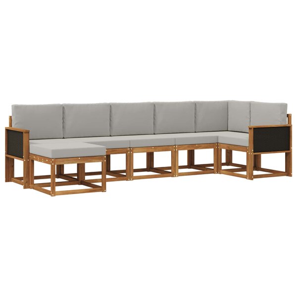 vidaXL Ensemble de canapés d'extérieur 7 pc Naturel et gris clair
