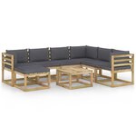 vidaXL Salon de jardin 8 Pièces avec coussins bois de pin imprégné