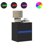 vidaXL Tables de chevet murales avec lumières LED 2 Pièces noir