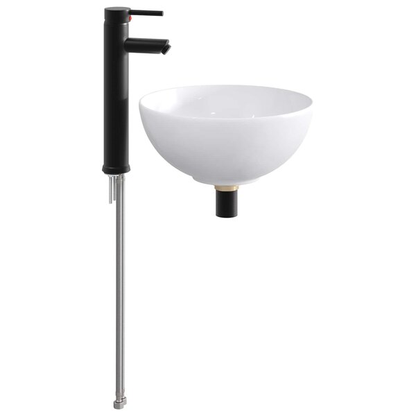 vidaXL Lavabo de salle de bain avec robinet et drain Noir Mat