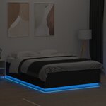vidaXL Cadre de lit avec lumières LED noir 150x200cm bois d'ingénierie
