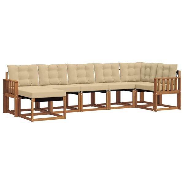 vidaXL Ensemble de canapés d'extérieur 7 Pièces Naturel et Beige