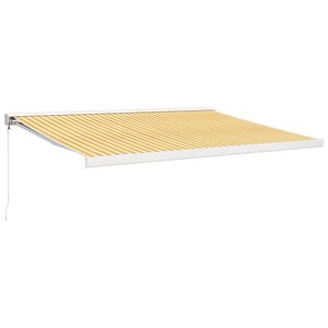 vidaXL Auvent rétractable jaune et blanc 4 5x3 m tissu et aluminium