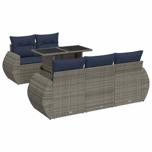 vidaXL Salon de jardin avec coussins 6 Pièces gris résine tressée acacia