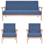 vidaXL Ensemble de canapés 3 Pièces Tissu Bleu