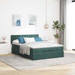 vidaXL Cadre de lit ottoman avec matelas vert foncé 140x200 cm velours