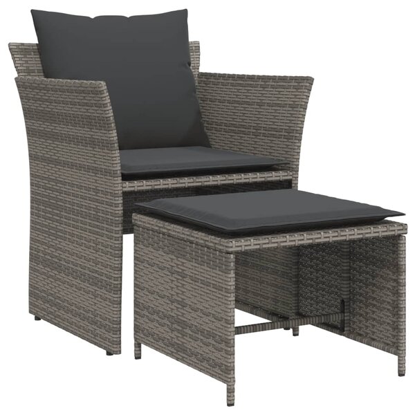 vidaXL Chaise de jardin avec tabouret gris résine tressée