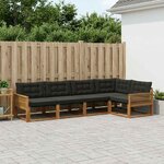 vidaXL Ensemble de canapés d'extérieur 5 pc Naturel et noir