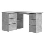 Bureau table poste de travail meuble d'ordinateur informatique étude d'angle 145 x 100 x 76 cm bois d'ingénierie gris 02_0023687