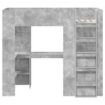 vidaXL Cadre de lit superposé avec bureau Gris béton 80 x 200 cm