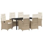 vidaXL Ensemble de salle à manger pour jardin 7 Pièces Beige polyrotin