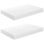 vidaXL Étagère murale flottante 2 Pièces Blanc brillant 40x23x3 8 cm MDF